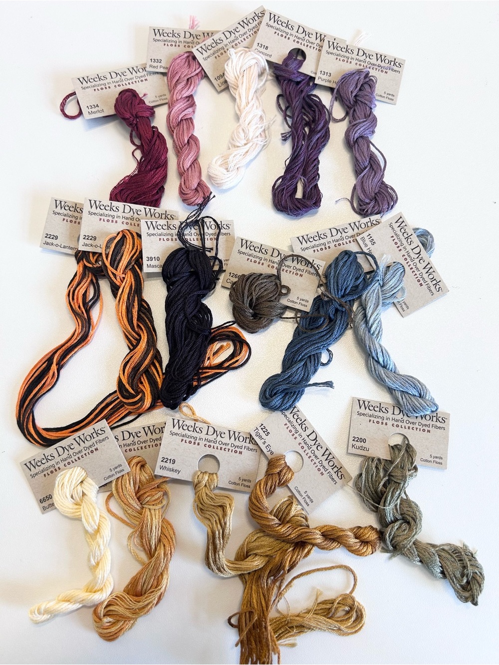 Needlepoint and cross stitch cotton floss - 16 skeins of Weeks Dye Works